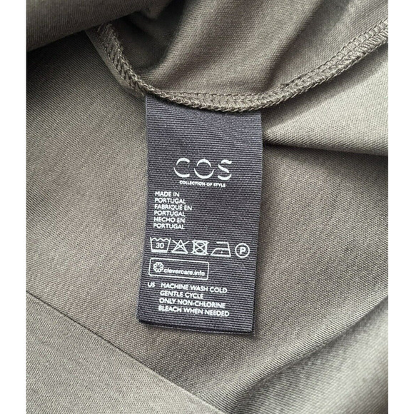 COS Shift Shirt Dress Mock Neck Olive Green Grunge Minimalist Size XS - Picture 6 of 7